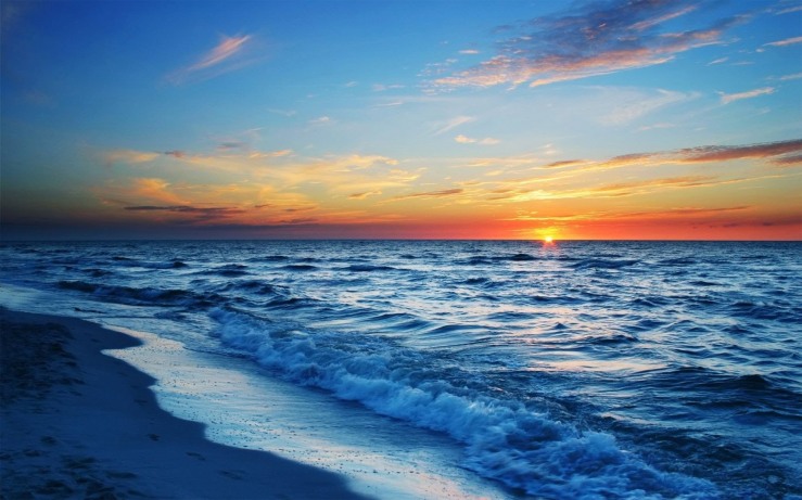 Calm ocean at sunset